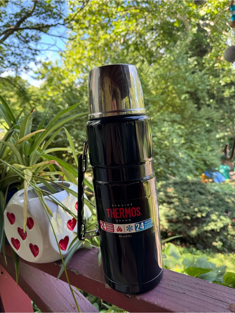 Thermos Black Glossy Stainless Lid Bottle